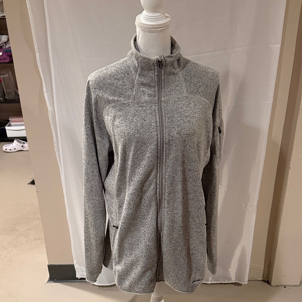 Eddie Bauer Heather Gray Full-Zip Fleece Jacket